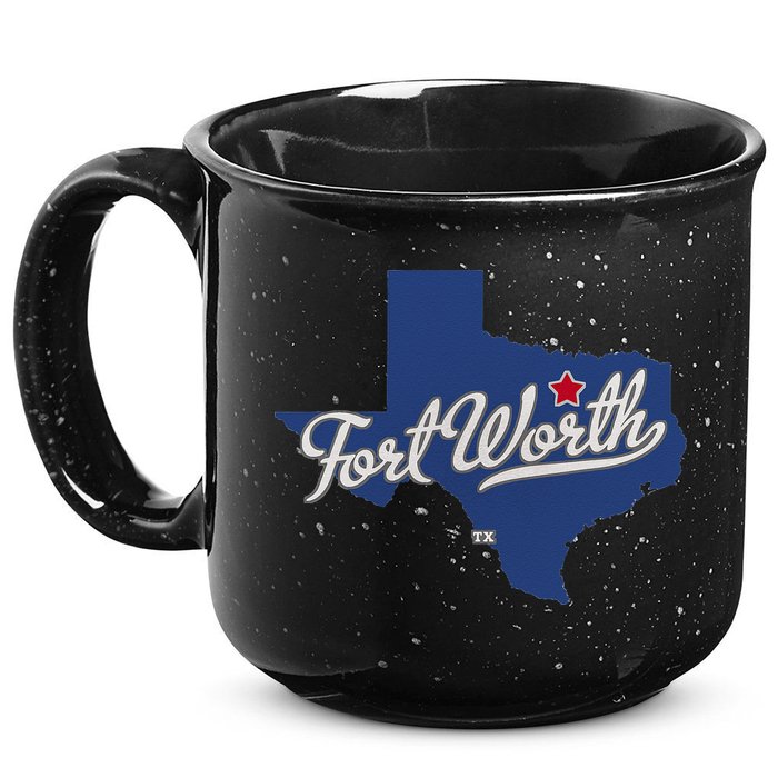 Fort Worth Texas TX Map 15oz Campfire Ceramic Mug