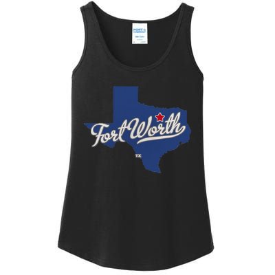 Fort Worth Texas TX Map Ladies Essential Tank