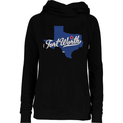 Fort Worth Texas TX Map Womens Funnel Neck Pullover Hood