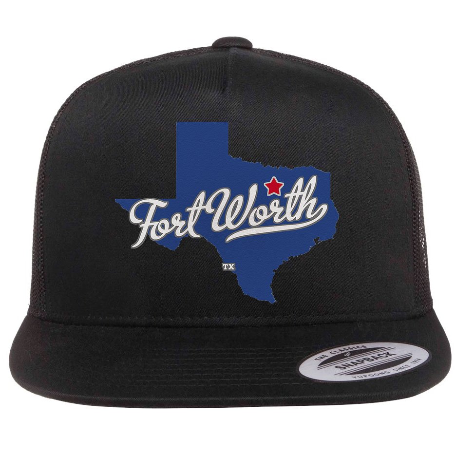 Fort Worth Texas TX Map Flat Bill Trucker Hat