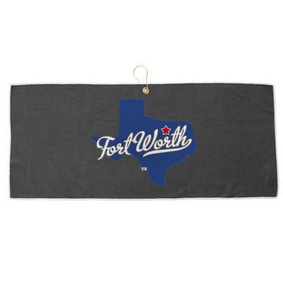 Fort Worth Texas TX Map Large Microfiber Waffle Golf Towel