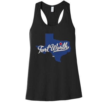 Fort Worth Texas TX Map Women's Racerback Tank