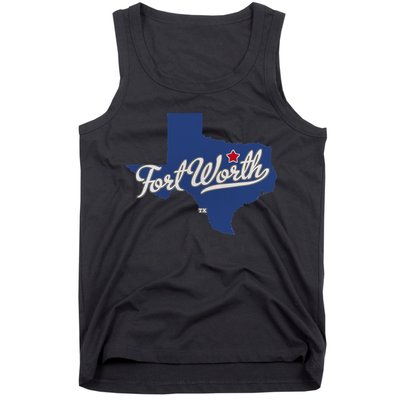 Fort Worth Texas TX Map Tank Top