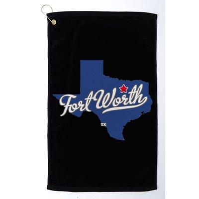 Fort Worth Texas TX Map Platinum Collection Golf Towel