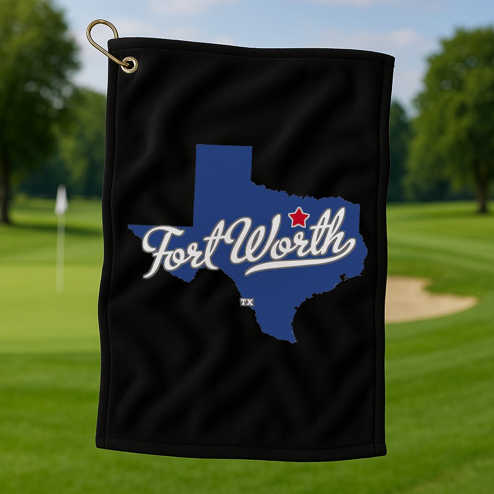 Fort Worth Texas TX Map Golf Towel