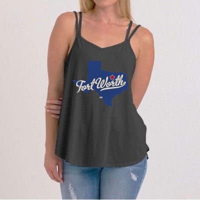 Fort Worth Texas TX Map Women's Strappy Tank