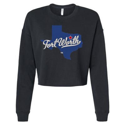 Fort Worth Texas TX Map Cropped Pullover Crew