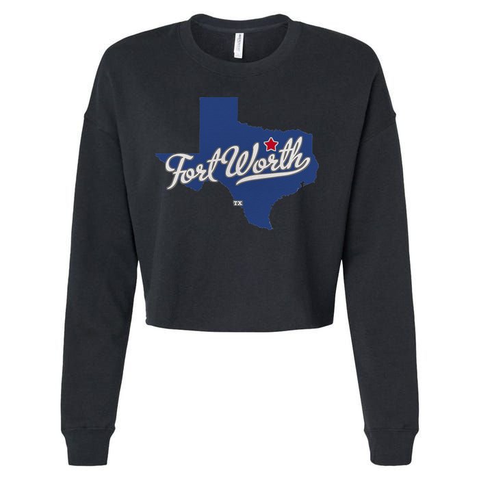 Fort Worth Texas TX Map Cropped Pullover Crew