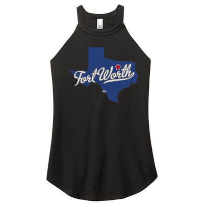 Fort Worth Texas TX Map Women’s Perfect Tri Rocker Tank