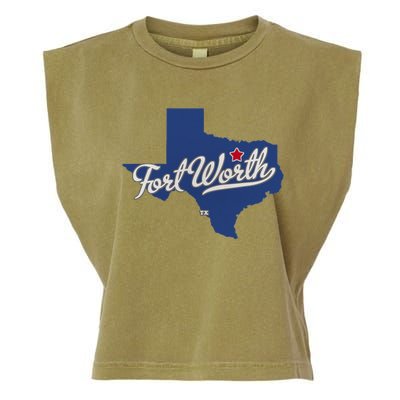 Fort Worth Texas TX Map Garment-Dyed Women's Muscle Tee