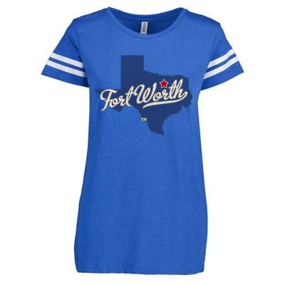 Fort Worth Texas TX Map Enza Ladies Jersey Football T-Shirt