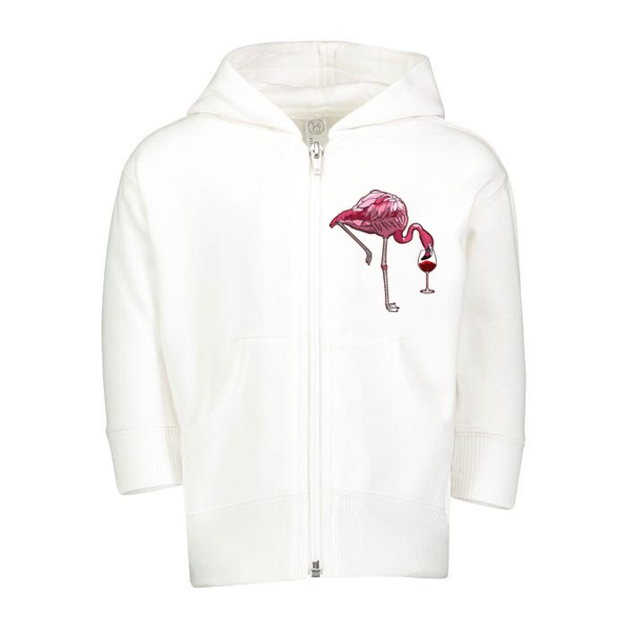 Flamingo Wine Tasting Humor Drinking Toddler Zip Fleece Hoodie