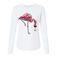 Flamingo Wine Tasting Humor Drinking Womens Cotton Relaxed Long Sleeve T-Shirt