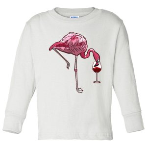 Flamingo Wine Tasting Humor Drinking Toddler Long Sleeve Shirt