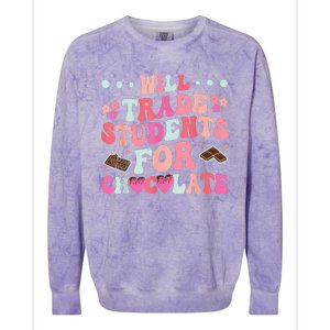 Funny Will Trade Students For Chocolate Teacher Colorblast Crewneck Sweatshirt