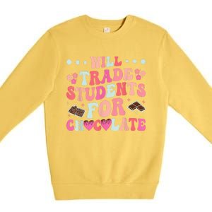 Funny Will Trade Students For Chocolate Teacher Premium Crewneck Sweatshirt