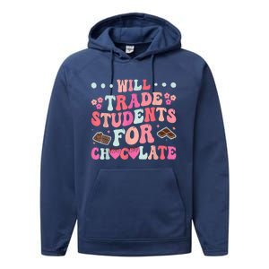 Funny Will Trade Students For Chocolate Teacher Performance Fleece Hoodie