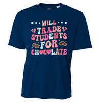 Funny Will Trade Students For Chocolate Teacher Cooling Performance Crew T-Shirt