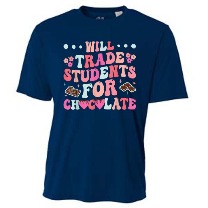 Funny Will Trade Students For Chocolate Teacher Cooling Performance Crew T-Shirt