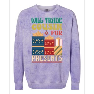 Funny Will Trade Cousin For Christmas Present Colorblast Crewneck Sweatshirt