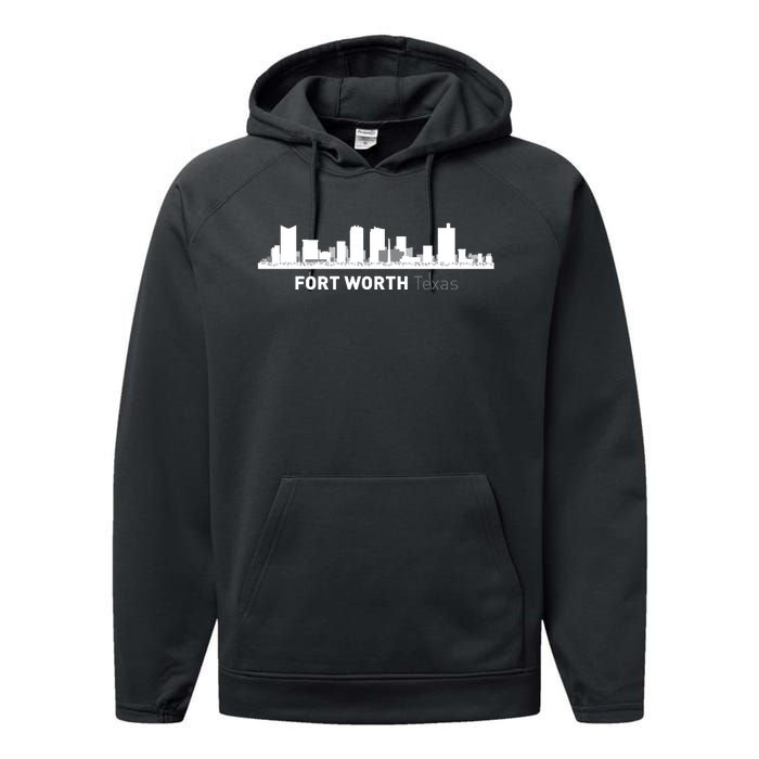 Fort Worth Texas Skyline Performance Fleece Hoodie