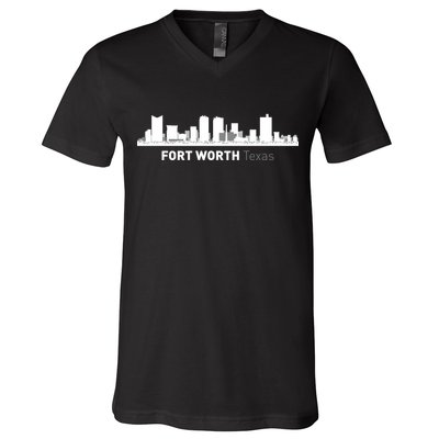 Fort Worth Texas Skyline V-Neck T-Shirt