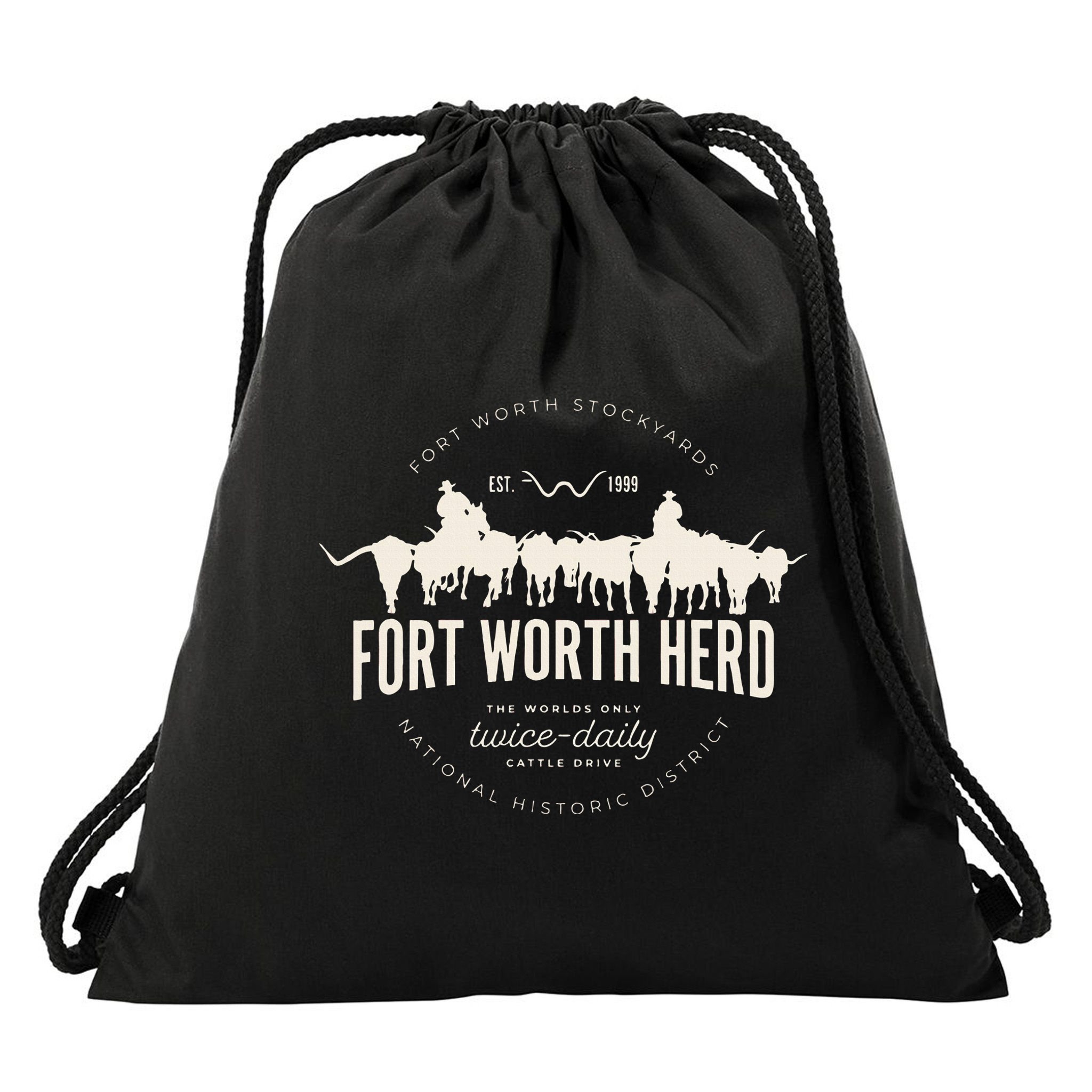 Fort Worth Texas Stockyards And Rodeo Cowboy Drawstring Bag