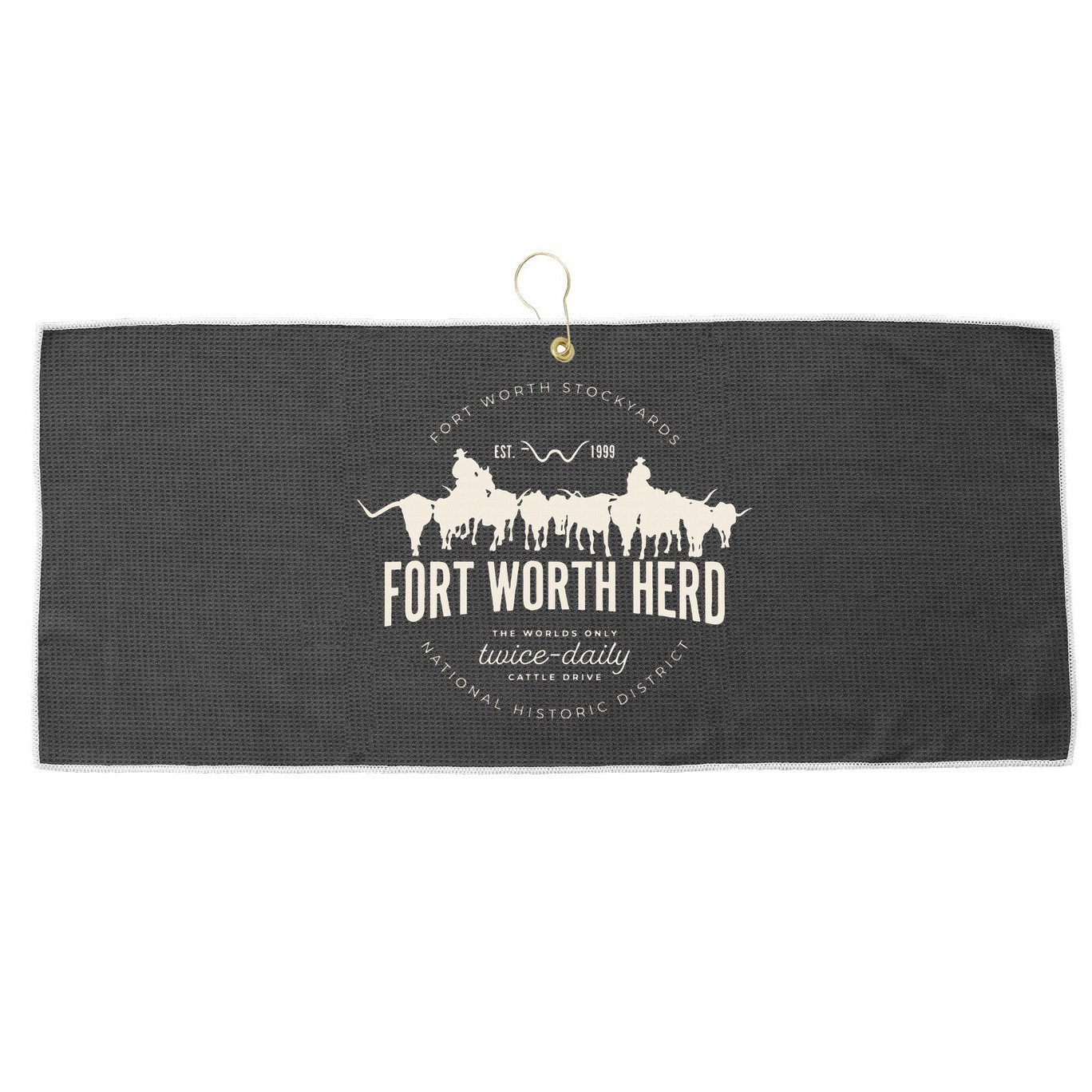 Fort Worth Texas Stockyards And Rodeo Cowboy Large Microfiber Waffle Golf Towel
