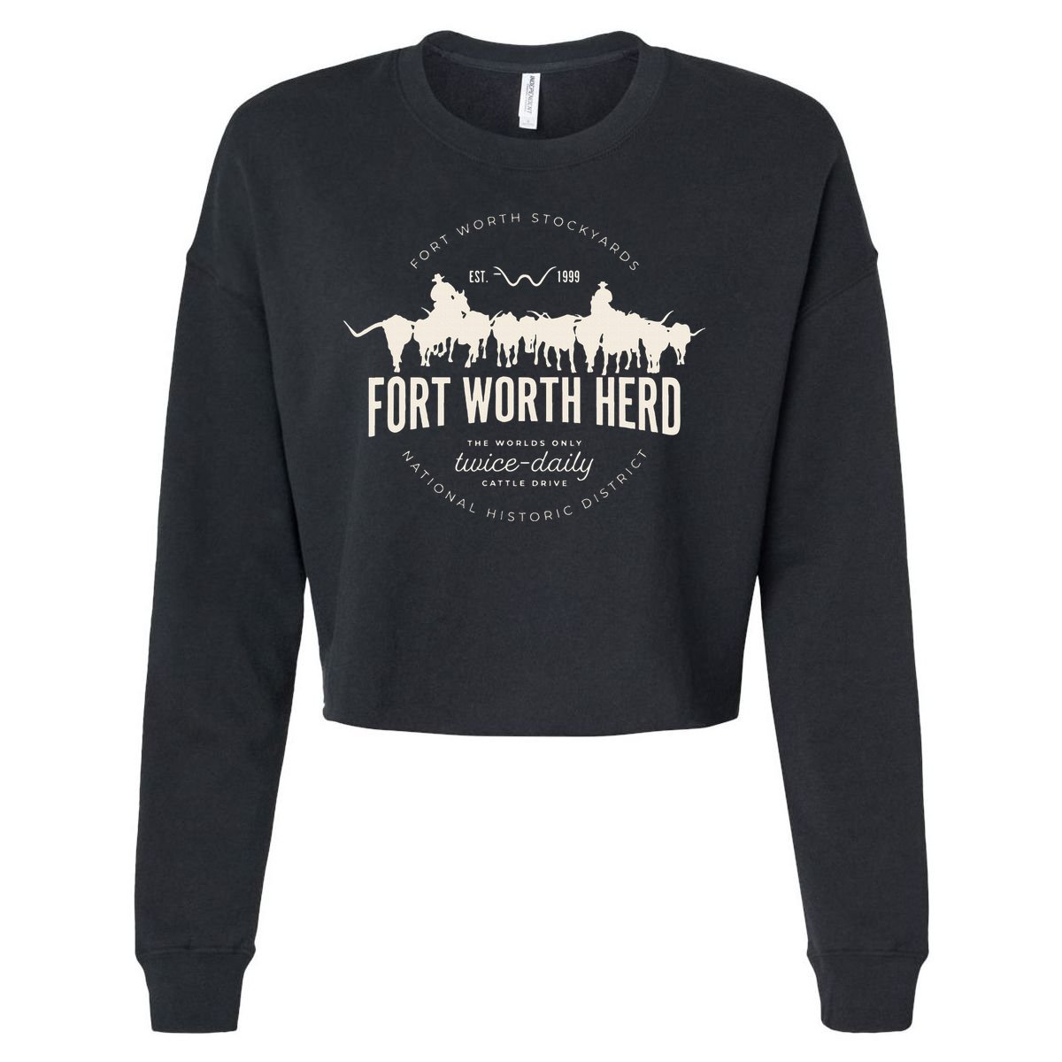 Fort Worth Texas Stockyards And Rodeo Cowboy Cropped Pullover Crew
