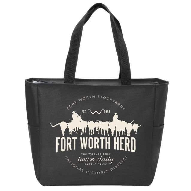 Fort Worth Texas Stockyards And Rodeo Cowboy Zip Tote Bag