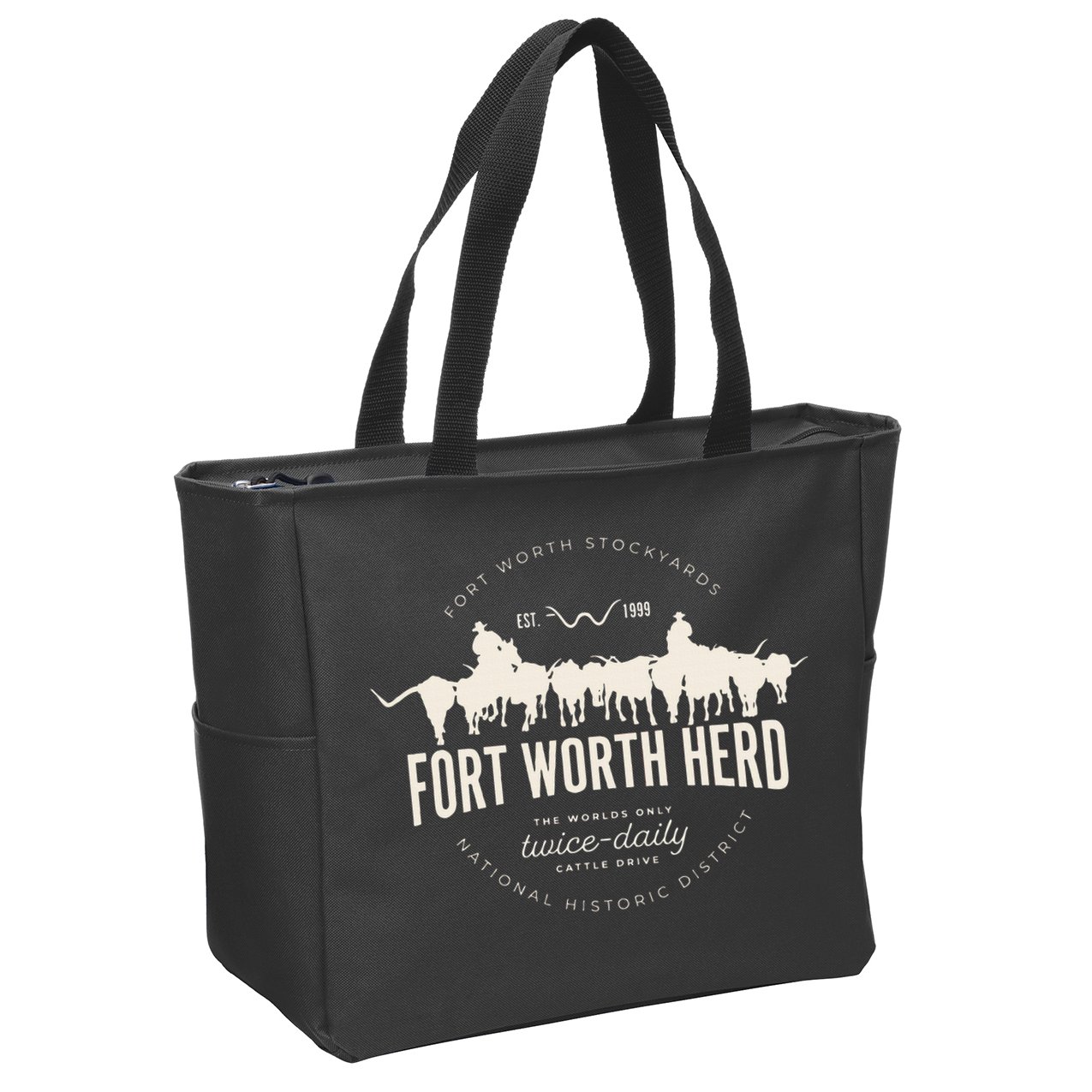 Fort Worth Texas Stockyards And Rodeo Cowboy Zip Tote Bag