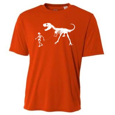 Funny Walking Trex Skeleton Gift Dinosaur Fan Funny Gift Cooling Performance Crew T-Shirt