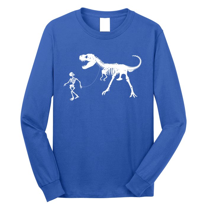 Funny Walking Trex Skeleton Gift Dinosaur Fan Funny Gift Long Sleeve Shirt