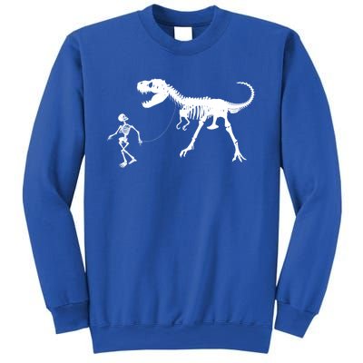 Funny Walking Trex Skeleton Gift Dinosaur Fan Funny Gift Sweatshirt