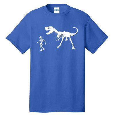 Funny Walking Trex Skeleton Gift Dinosaur Fan Funny Gift Tall T-Shirt