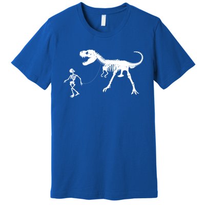 Funny Walking Trex Skeleton Gift Dinosaur Fan Funny Gift Premium T-Shirt