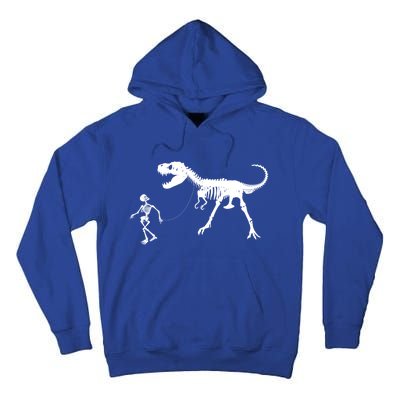 Funny Walking Trex Skeleton Gift Dinosaur Fan Funny Gift Tall Hoodie