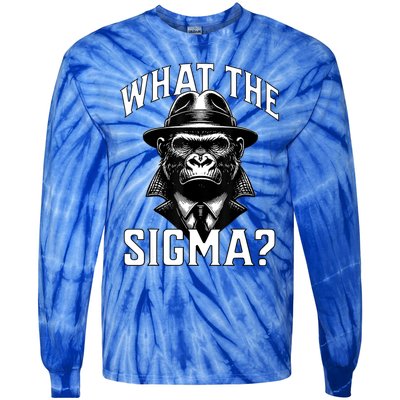 Funny What The Sigma? Ironic Meme Brainrot Quote Tie-Dye Long Sleeve Shirt