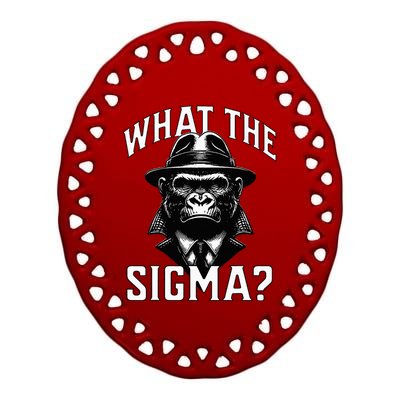 Funy What The Sigma Ironic Meme Brainrot Ceramic Oval Ornament