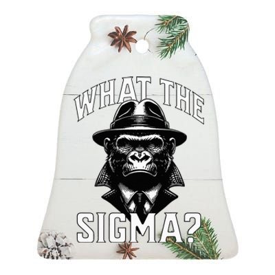 Funy What The Sigma Ironic Meme Brainrot Ceramic Bell Ornament