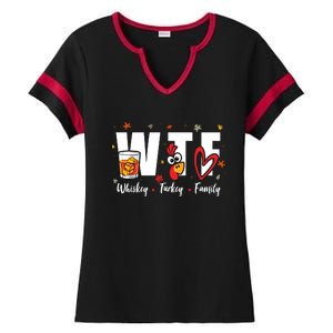 Funny Whiskey Turkey Family Bourbon Lovers Thanksgiving Ladies Halftime Notch Neck Tee