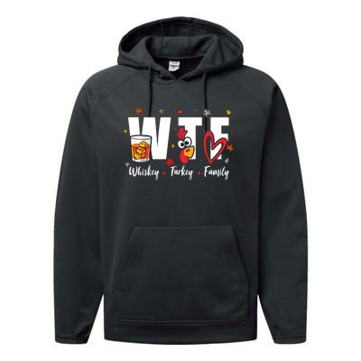 Funny Whiskey Turkey Family Bourbon Lovers Thanksgiving Performance Fleece Hoodie