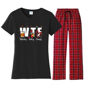 Funny Whiskey Turkey Family Bourbon Lovers Thanksgiving Women's Flannel Pajama Set