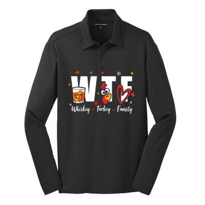 Funny Whiskey Turkey Family Bourbon Lovers Thanksgiving Silk Touch Performance Long Sleeve Polo