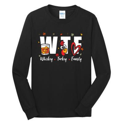 Funny Whiskey Turkey Family Bourbon Lovers Thanksgiving Tall Long Sleeve T-Shirt