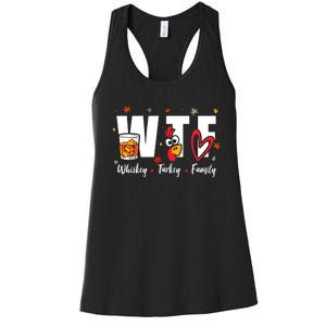 Funny Whiskey Turkey Family Bourbon Lovers Thanksgiving Women's Racerback Tank