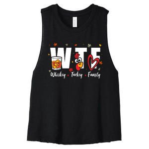 Funny Whiskey Turkey Family Bourbon Lovers Thanksgiving Women's Racerback Cropped Tank