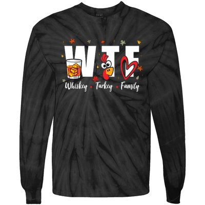 Funny Whiskey Turkey Family Bourbon Lovers Thanksgiving Tie-Dye Long Sleeve Shirt