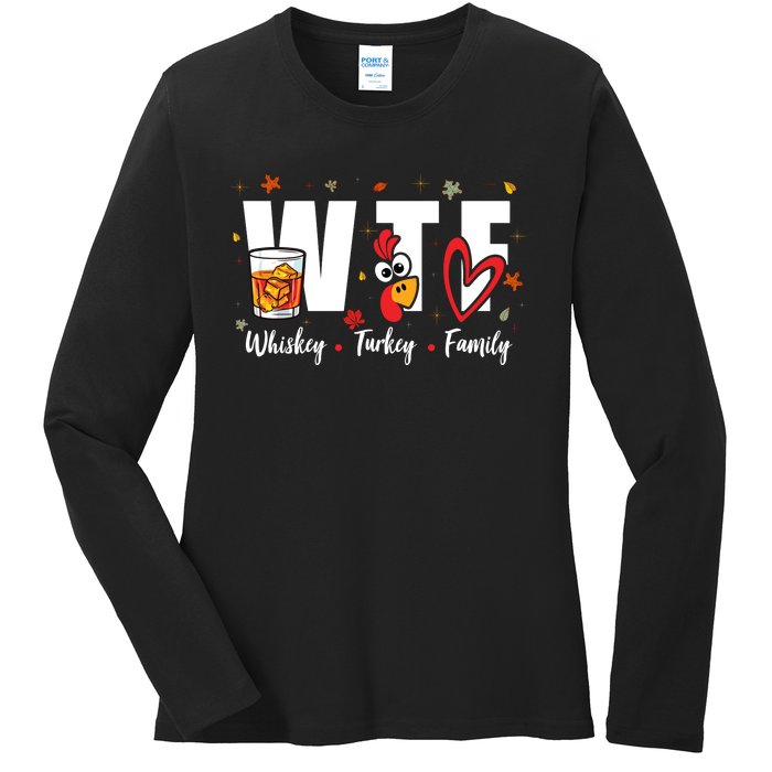 Funny Whiskey Turkey Family Bourbon Lovers Thanksgiving Ladies Long Sleeve Shirt