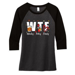 Funny Whiskey Turkey Family Bourbon Lovers Thanksgiving Women's Tri-Blend 3/4-Sleeve Raglan Shirt